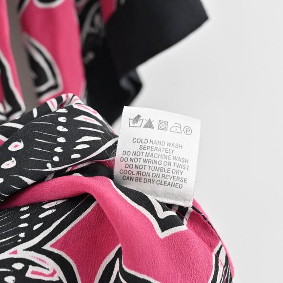 Hobbs Dress Sz S Silk Lightweight Pink Black Floral Kimono Style Mini Maximalist - Picture 6 of 12